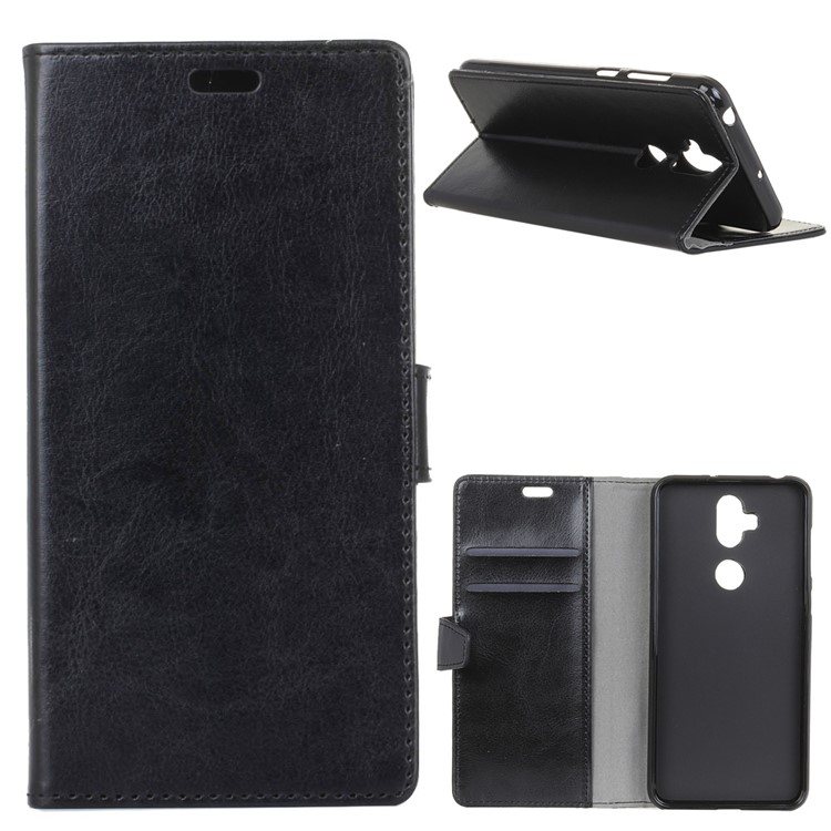 Crazy Horse Wallet Leather Stand Case for Asus Zenfone 5 Lite ZC600KL - Black-1