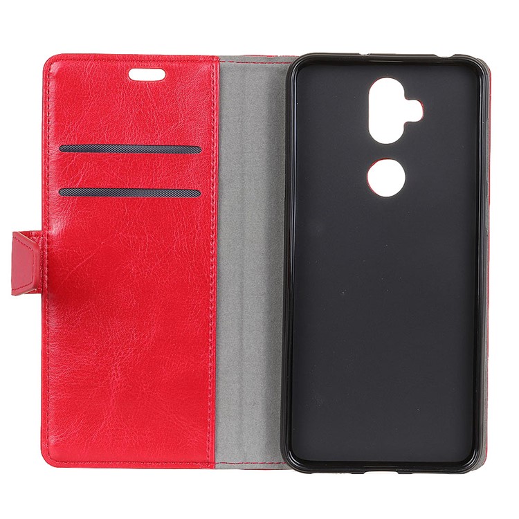 Crazy Horse Wallet Leather Magnetic Case for Asus Zenfone 5 Lite ZC600KL - Red-4