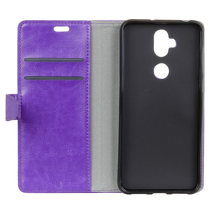 Crazy Horse Leather Stand Cover with Card Slots for Asus Zenfone 5 Lite ZC600KL - Purple-4