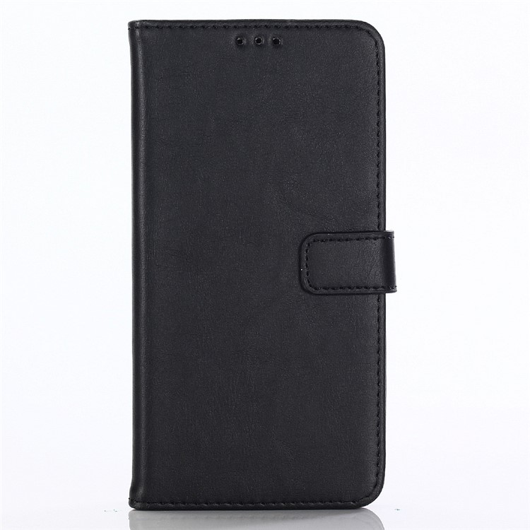 Caso De Carteira De Couro De Estilo Retrô De Textura De Cavalo Louco Para Asus Zenfone 5Z ZS620KL - Preto-1