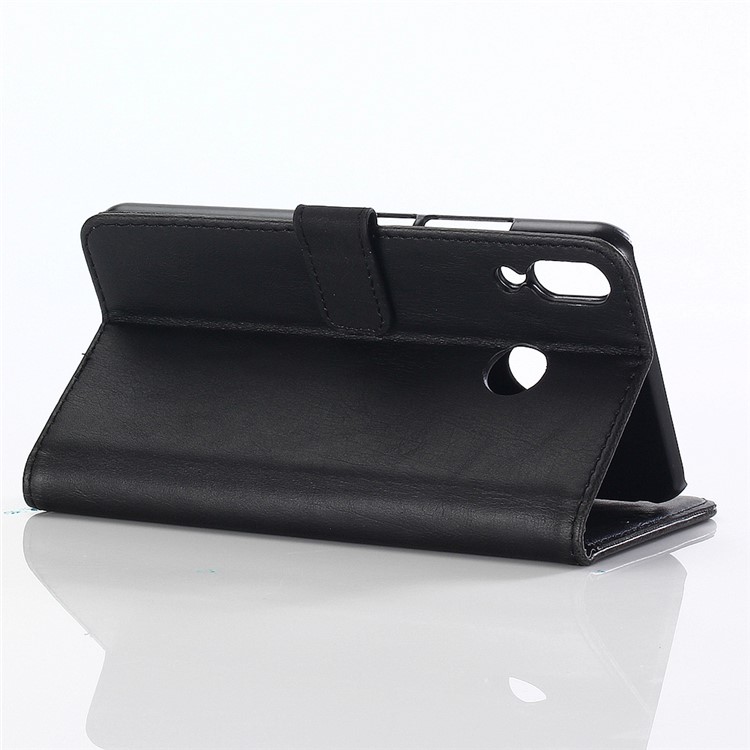 Caso De Carteira De Couro De Estilo Retrô De Textura De Cavalo Louco Para Asus Zenfone 5Z ZS620KL - Preto-4