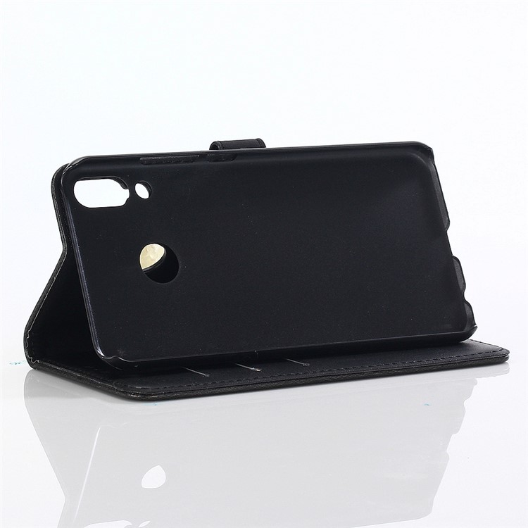 Caso De Carteira De Couro De Estilo Retrô De Textura De Cavalo Louco Para Asus Zenfone 5Z ZS620KL - Preto-5