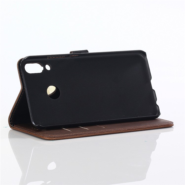 Faux Cheval Texture Style Rétro En Cuir Portefeuille Housse De Téléphone Portable Pour Asus Zenfone 5Z ZS620KL - Café-6