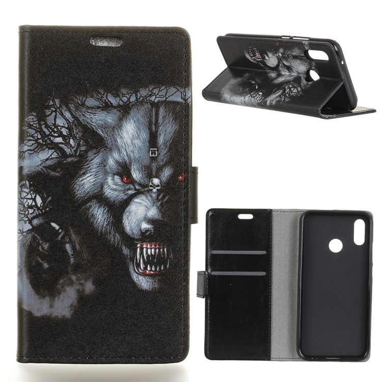 Pattern Printing Stand Leather Wallet Mobile Case for Asus Zenfone Max (M1) ZB555KL - Fierce Wolf-1