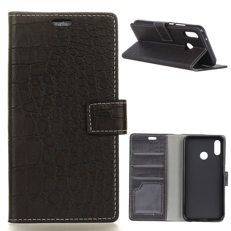Crocodile Texture PU Leather Magnetic Stand Wallet Phone Case for Asus Zenfone Max (M1) ZB555KL - Black-1