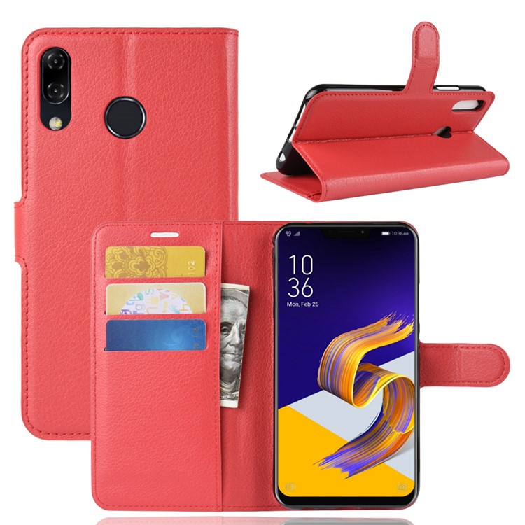 Litchi Texture PU Leather Protection Mobile Phone Shell with Stand for Asus Zenfone 5 ZE620KL - Red-1