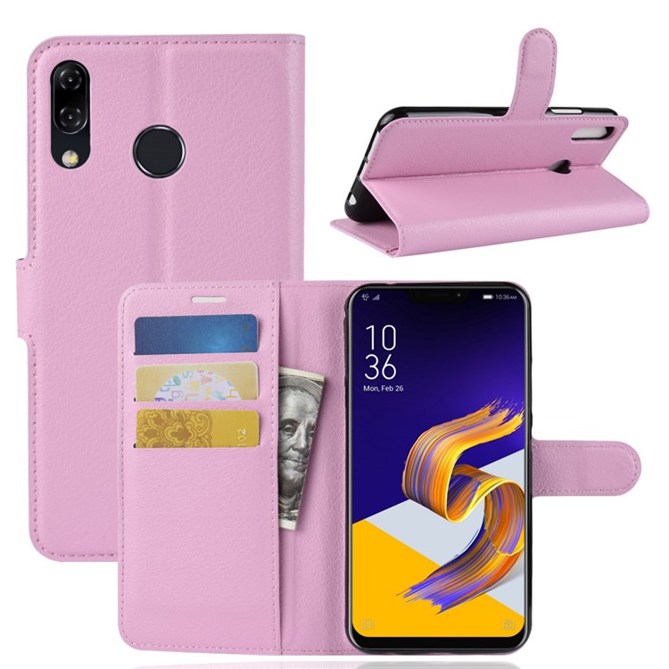 Litchi Grain Stand Wallet Leather Phone Case for Asus Zenfone 5 ZE620KL - Pink-1