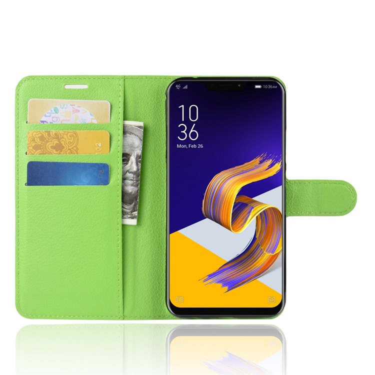 Litchi Grain Stand Wallet Leather Phone Cover for Asus Zenfone 5 ZE620KL - Green-4