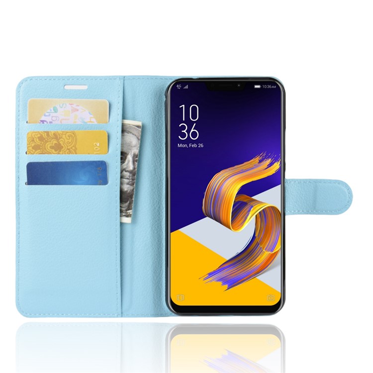 Litchi Grain Stand Wallet Leather Phone Shell for Asus Zenfone 5 ZE620KL - Blue-4