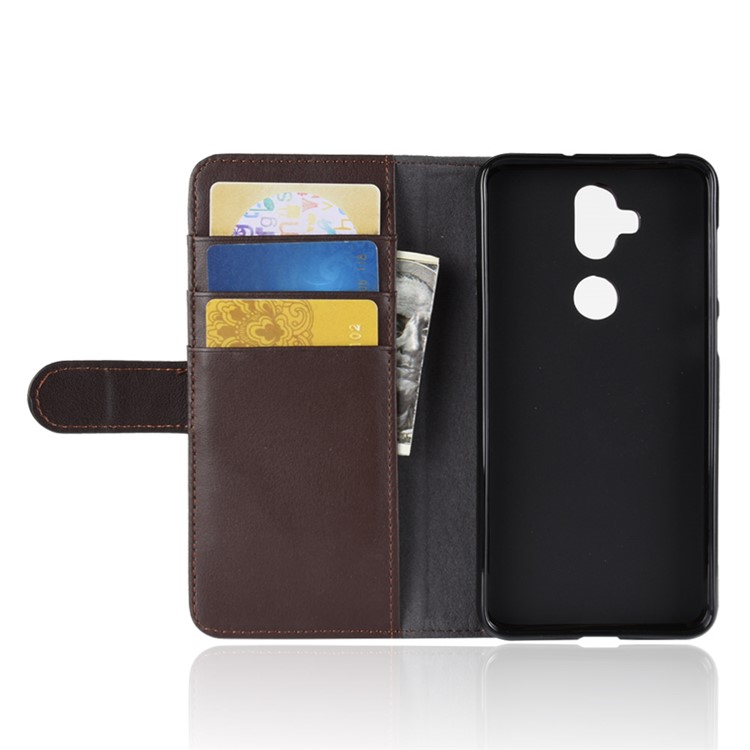 For Asus Zenfone 5 Lite ZC600KL Genuine Split Leather Folio Wallet Stand Protection Casing - Brown-5