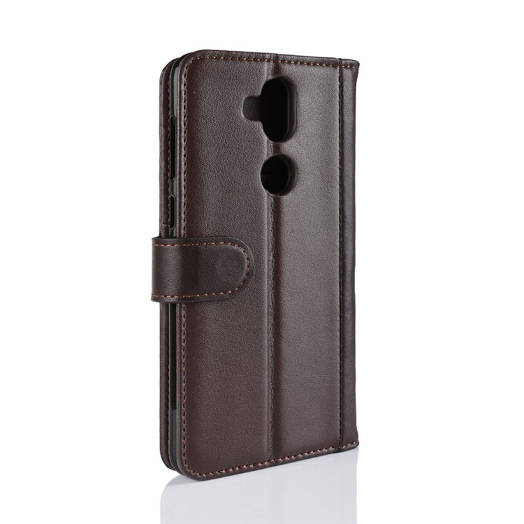 For Asus Zenfone 5 Lite ZC600KL Genuine Split Leather Folio Wallet Stand Protection Casing - Brown-8