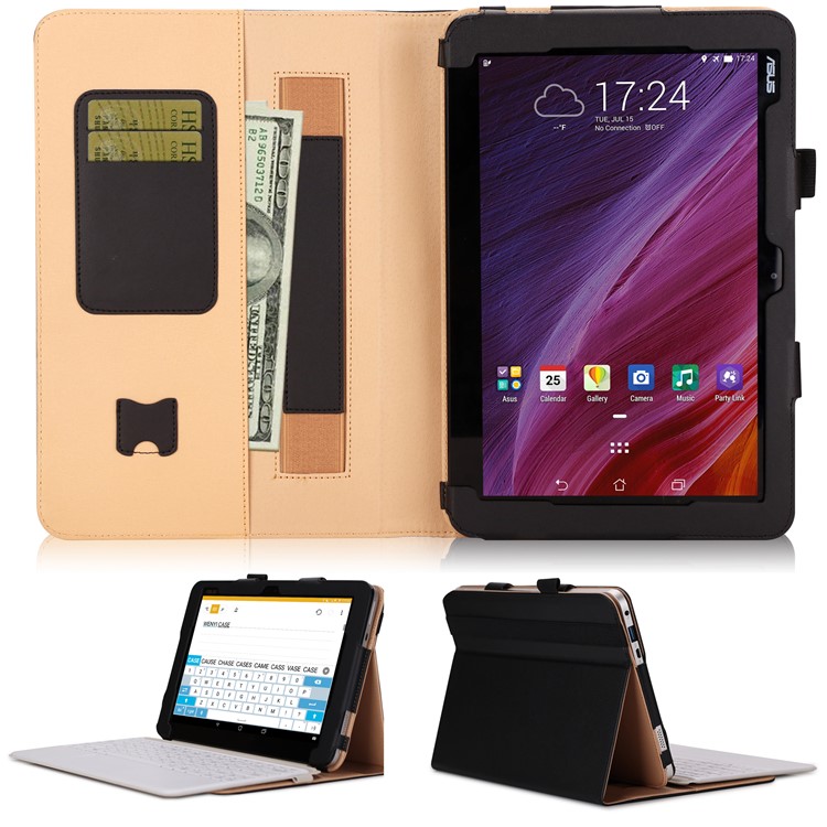 Folio PU Leather Stand Card Slots Case for ASUS TransBook Mini T103HAF and Keyboard - Black-2
