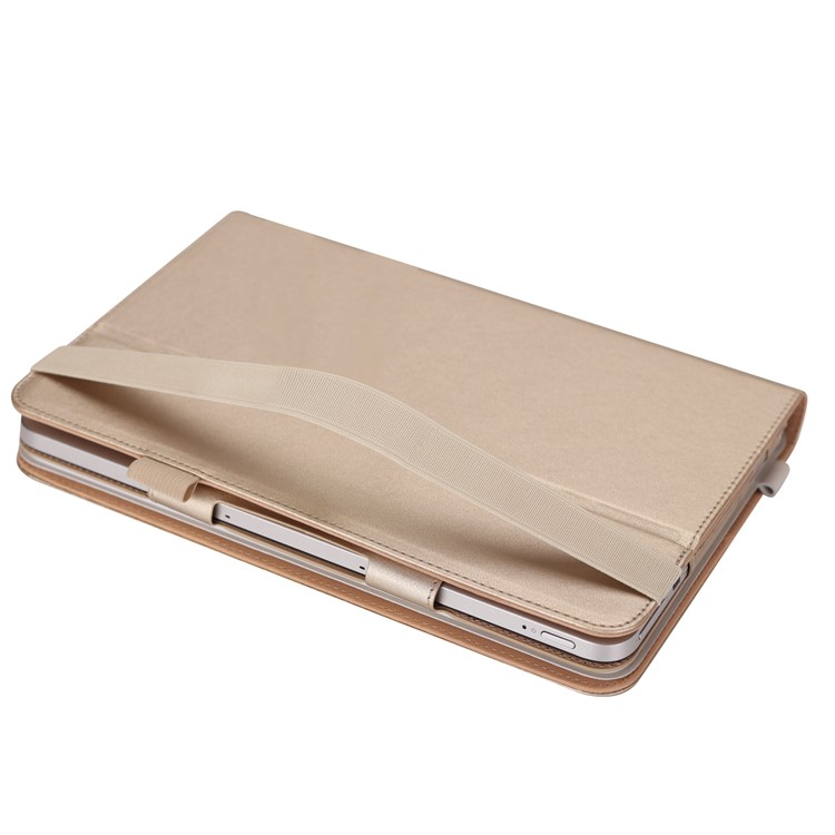 Folio PU Leather Stand Card Slots Protective Cover for ASUS TransBook Mini T103HAF and Keyboard - Gold-10