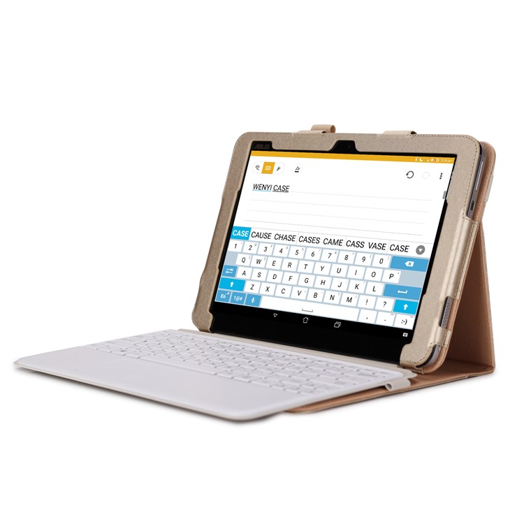 Folio PU Leather Stand Card Slots Protective Cover for ASUS TransBook Mini T103HAF and Keyboard - Gold-11