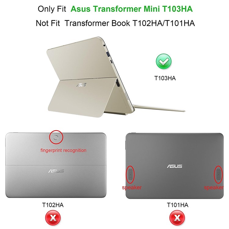 Folio PU Leather Stand Card Slots Protective Cover for ASUS TransBook Mini T103HAF and Keyboard - Gold-13