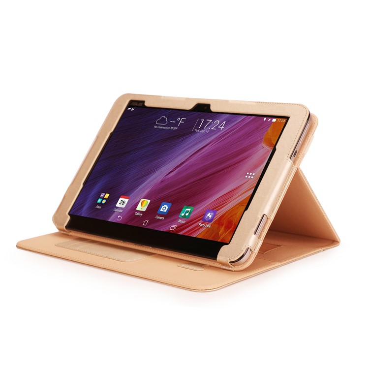 Folio PU Leather Stand Card Slots Protective Cover for ASUS TransBook Mini T103HAF and Keyboard - Gold-5