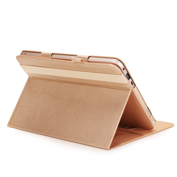 Folio PU Leather Stand Card Slots Protective Cover for ASUS TransBook Mini T103HAF and Keyboard - Gold-6