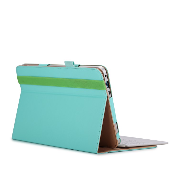 Folio PU Leather Stand Wallet Tablet Shell for ASUS TransBook Mini T103HAF and Keyboard - Cyan-10