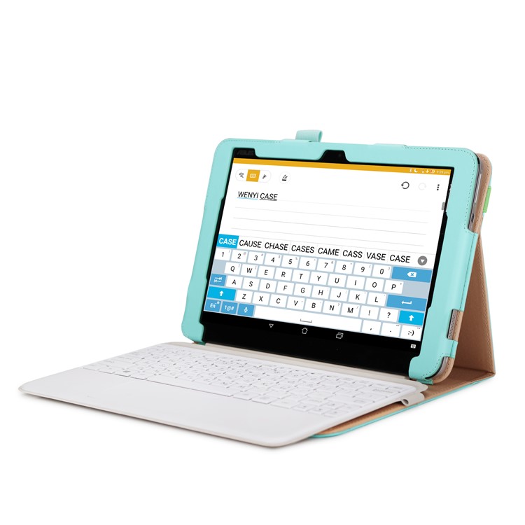 Folio PU Leather Stand Wallet Tablet Shell for ASUS TransBook Mini T103HAF and Keyboard - Cyan-11