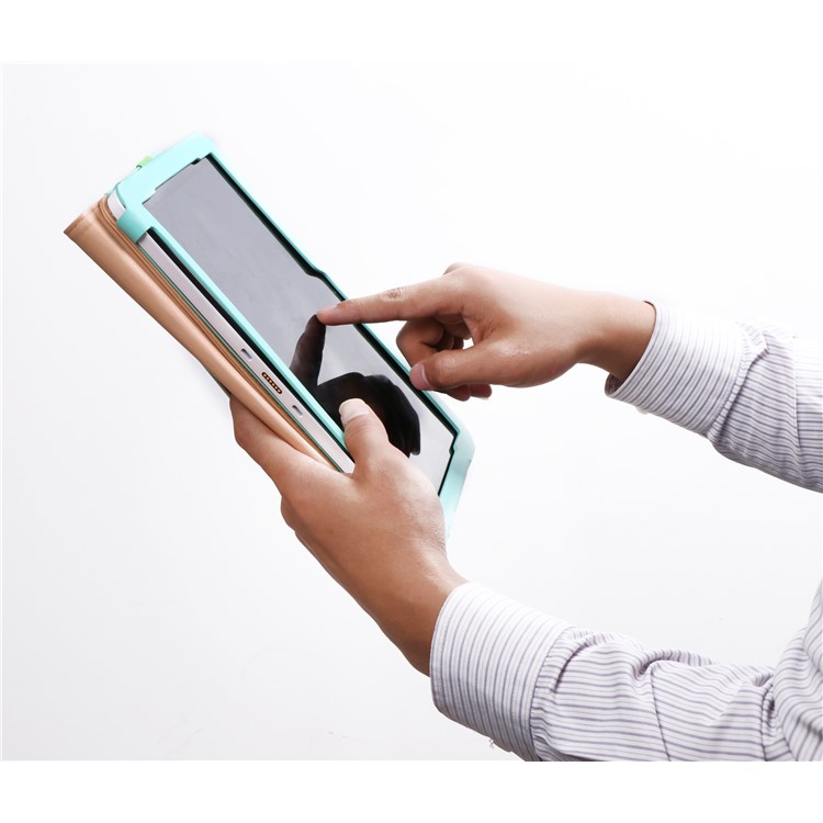 Folio PU Leather Stand Wallet Tablet Shell for ASUS TransBook Mini T103HAF and Keyboard - Cyan-9