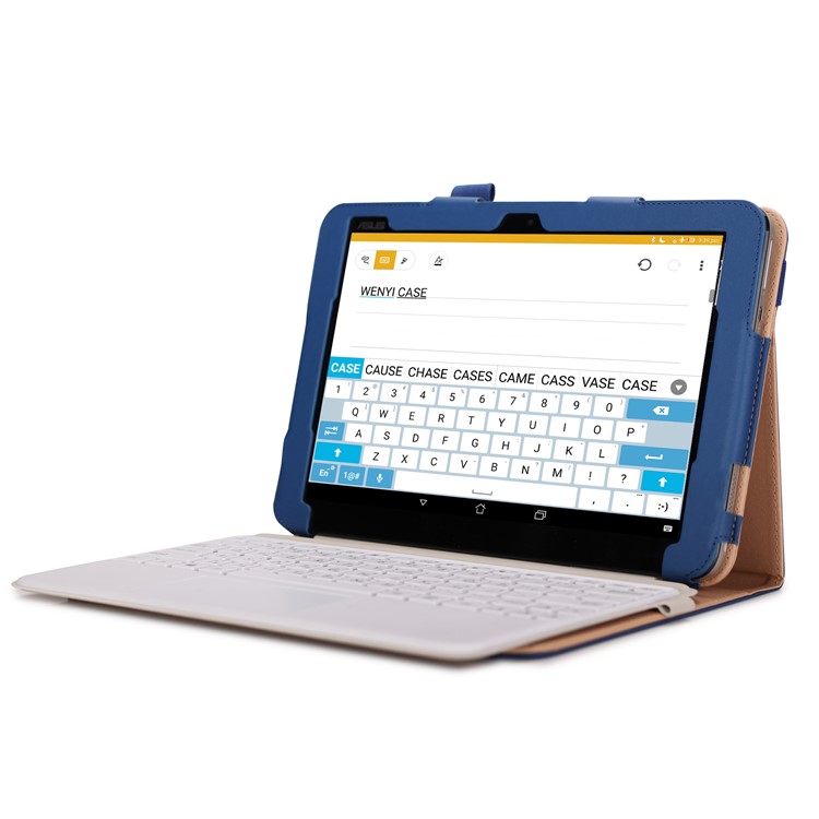 PU Leather Stand Card Slots Folio Casing for ASUS TransBook Mini T103HAF and Keyboard - Dark Blue-11