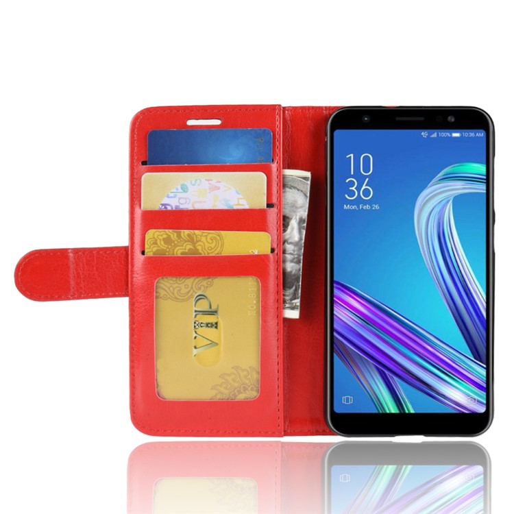Crazy Horse Texture Wallet Stand Leather Phone Case for Asus Zenfone Max (M1) ZB555KL - Red-5