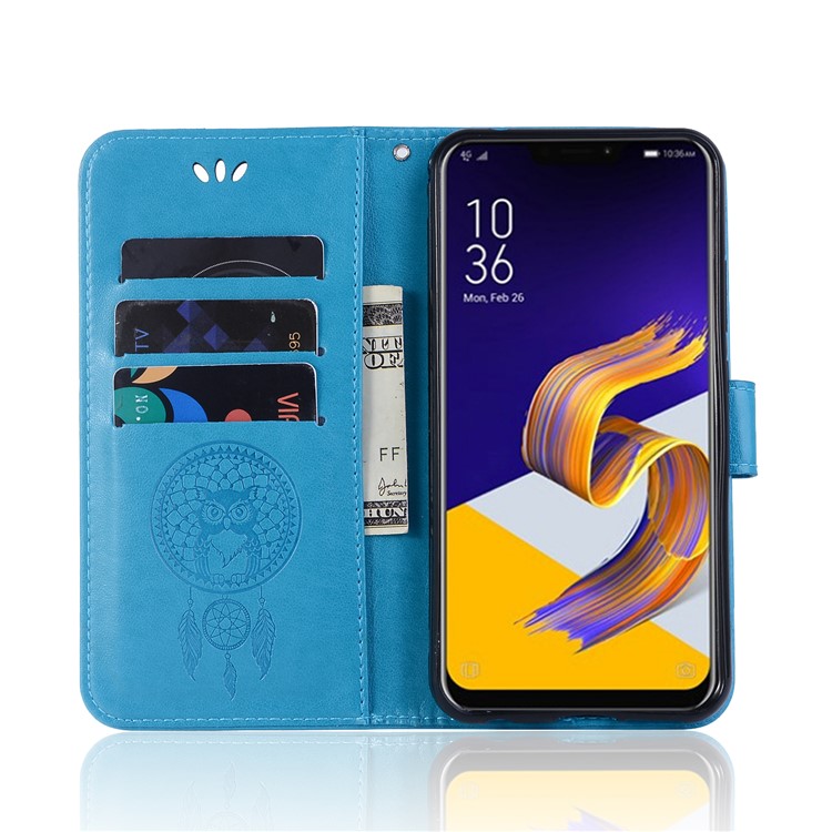 Imprint Owl Dream Catcher Pattern Wallet Leather Stand Magnetic Cover for Asus Zenfone Max (M1) ZB555KL - Blue-4