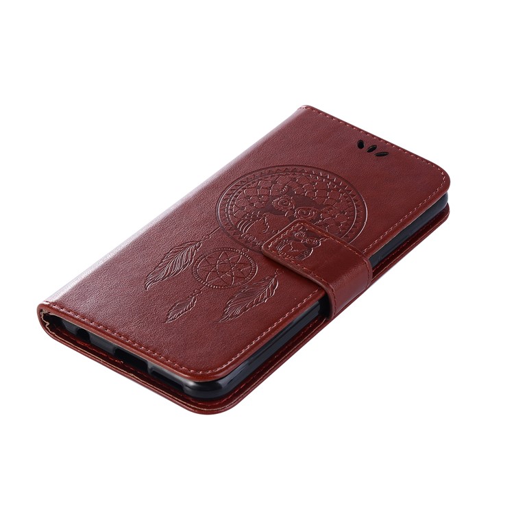 Imprint Owl Dream Catcher Pattern Leather Stand Wallet Folio Case Accessory for Asus Zenfone Max (M1) ZB555KL - Brown-7
