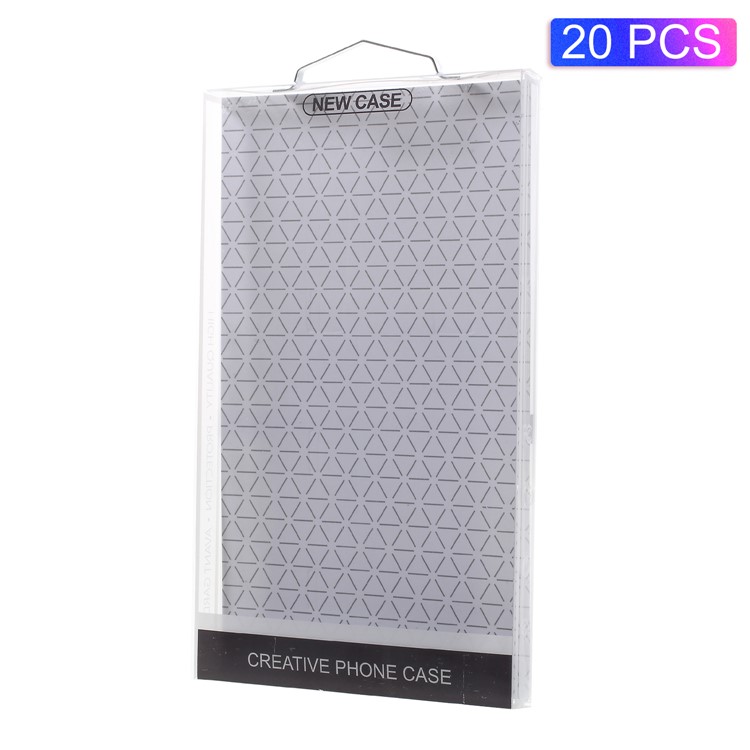 20Pcs/Lot Paper + Plastic Retail Packing Box for iPhone 8 Plus/7 Plus Cases - Triangle Pattern Paper / White Edge-1