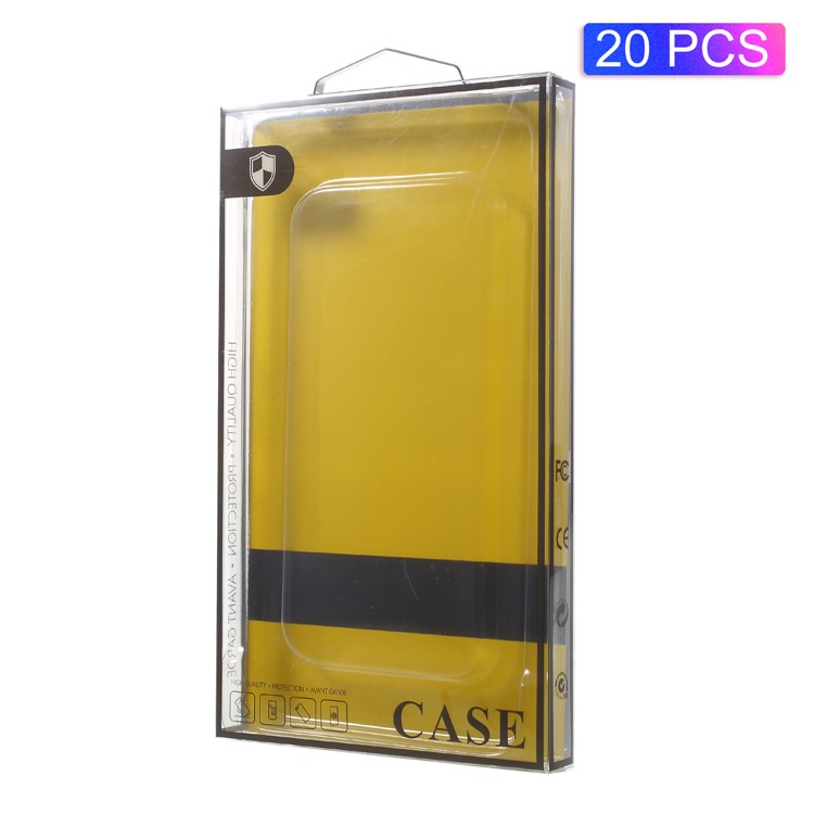 20Pcs/Lot Paper + Retail Plastic Packaging Box for iPhone 8 Plus/7 Plus Cases - Yellow Paper / Black Edge-1