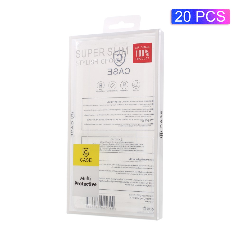 20pcs/lote de pacote de varejo de plástico com gancho de suspensão para iphone 8 / 7 casos, tamanho: 175 x 95 x 15mm - branco