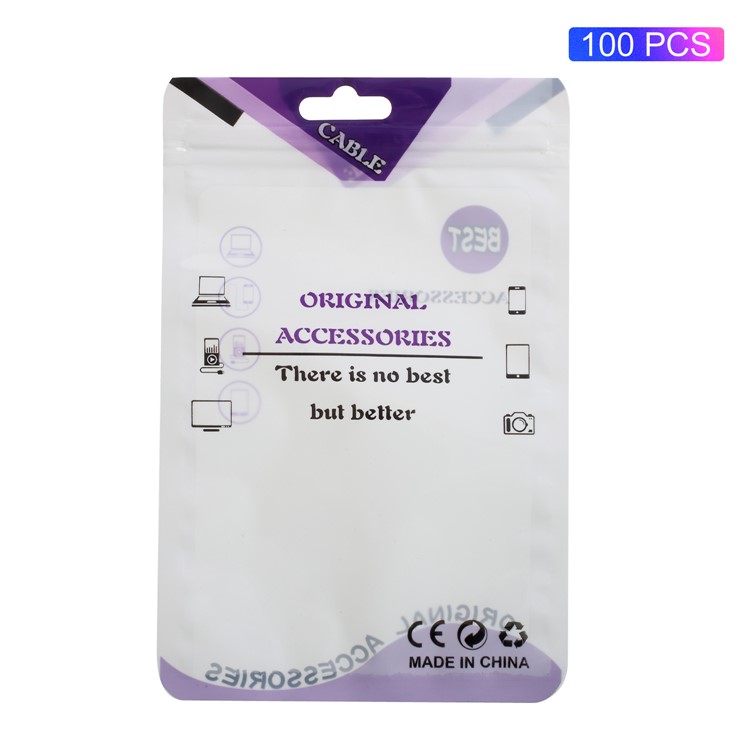 100 Pçs / Lote Fino Zip Lock Plástico Pacote De Varejo Saco Para Iphone SE / 5S / 5 Caso, Tamanho Interno: 13x9 Cm - Roxa-1