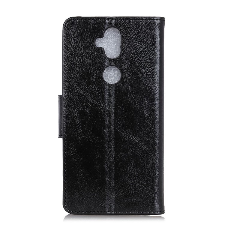Textured Split Leather Wallet Flip Case for Asus Zenfone 5 Lite ZC600KL - Black-4