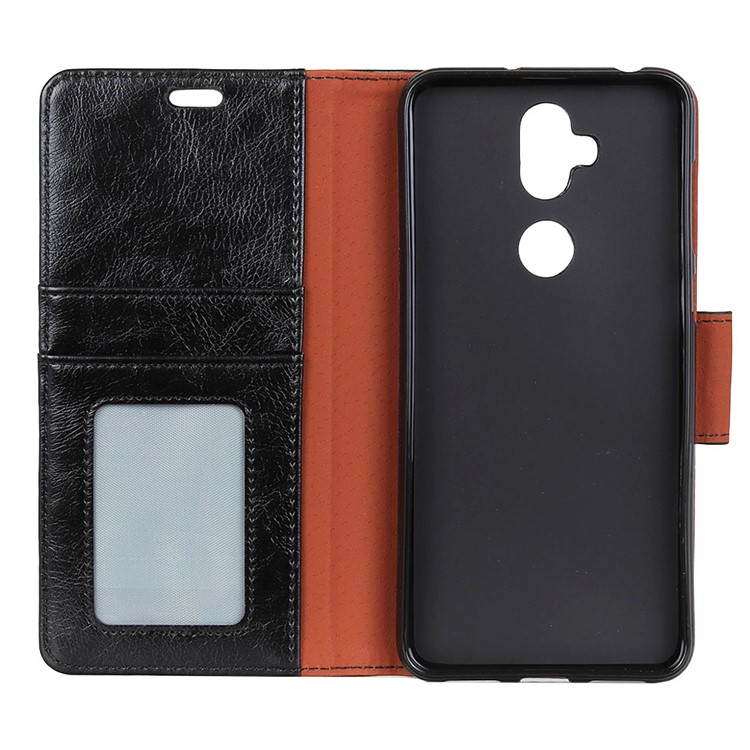 Textured Split Leather Wallet Flip Case for Asus Zenfone 5 Lite ZC600KL - Black-5