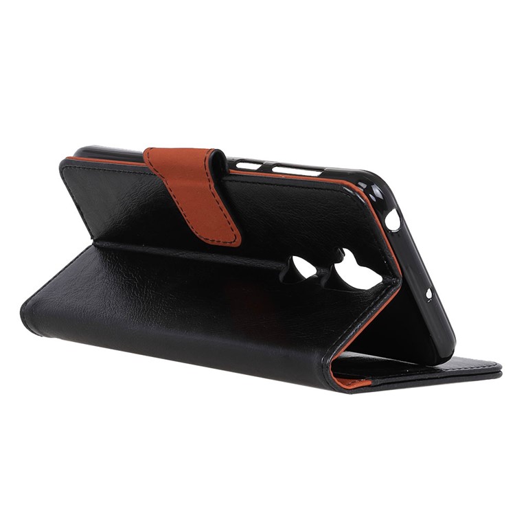 Textured Split Leather Wallet Flip Case for Asus Zenfone 5 Lite ZC600KL - Black-6