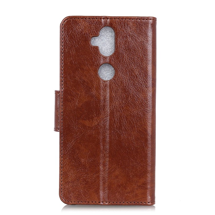 For Asus Zenfone 5 Lite ZC600KL Textured Split Leather Protection Wallet Stand Mobile Case - Brown-4