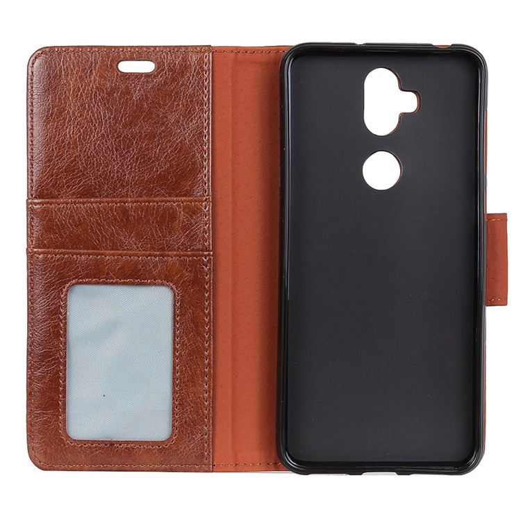 For Asus Zenfone 5 Lite ZC600KL Textured Split Leather Protection Wallet Stand Mobile Case - Brown-5