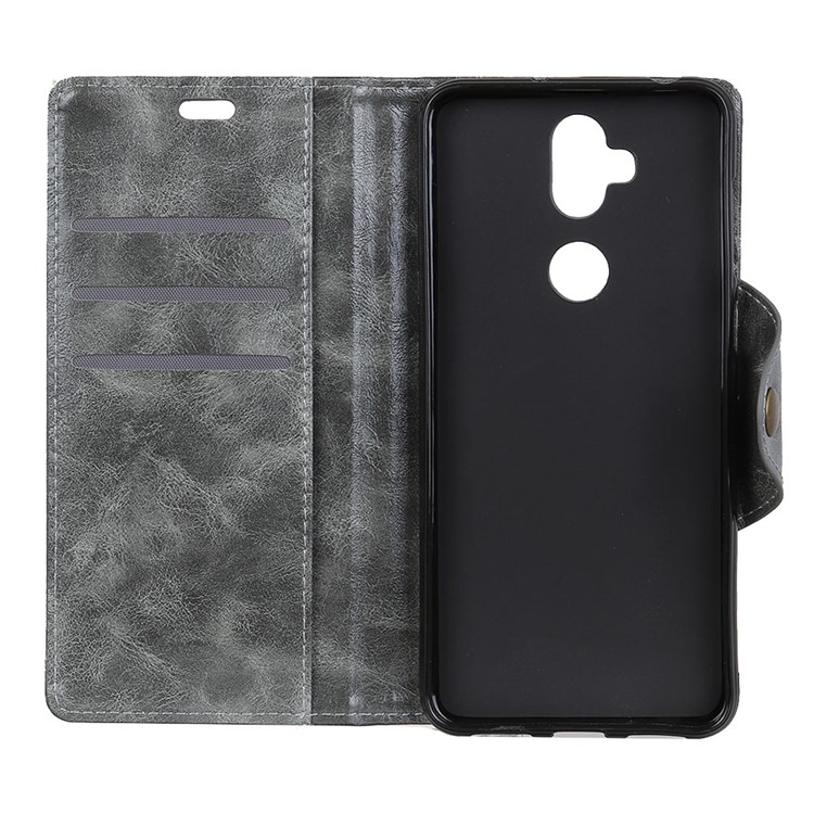 Wallet Leather Cell Phone Flip Cover Case for Asus Zenfone 5 Lite ZC600KL - Grey-4