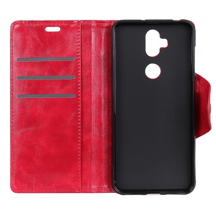 Leather Cell Phone Wallet Stand Cover Shell for Asus Zenfone 5 Lite ZC600KL - Red-4