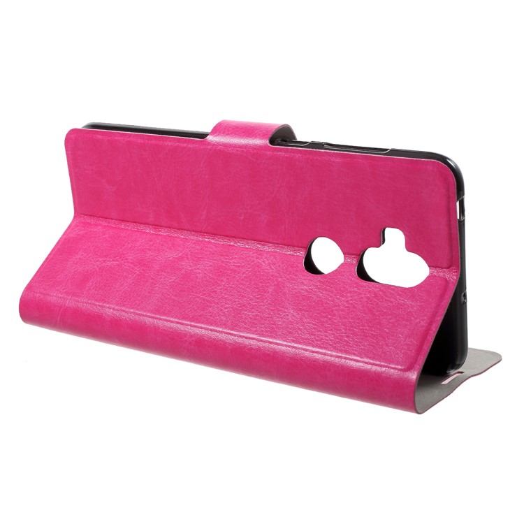 Crazy Horse Texture Card Holder Leather Stand Shell for Asus Zenfone 5 Lite ZC600KL - Rose-4