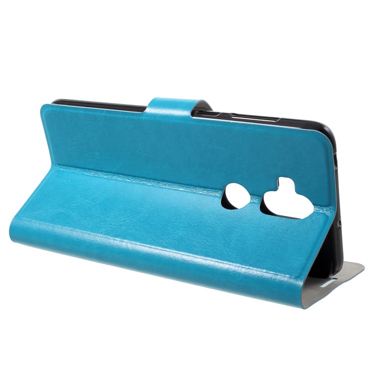 Crazy Horse Texture Card Holder Leather Phone Casing with Stand for Asus Zenfone 5 Lite ZC600KL - Blue-4
