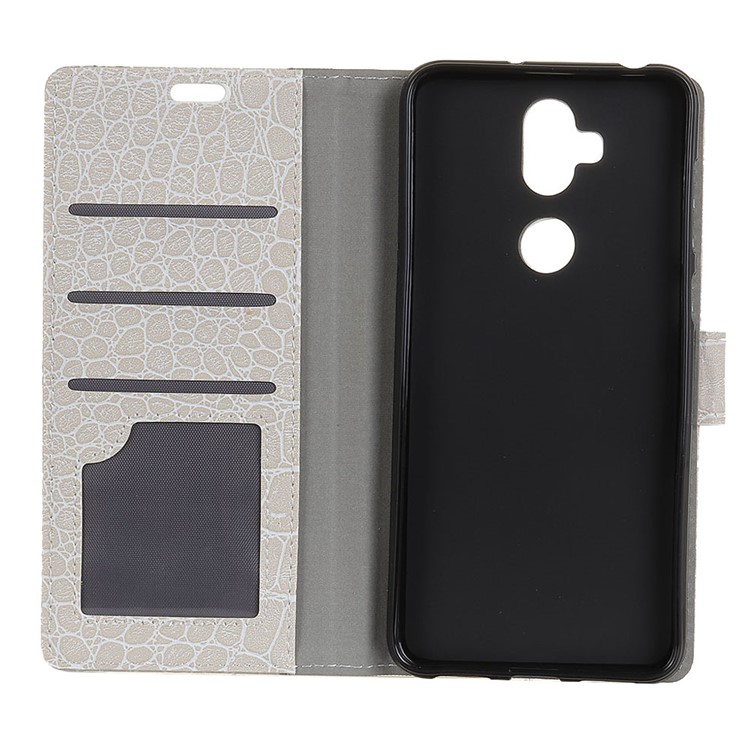 Crocodile Texture Vintage Leather Wallet Cover for Asus Zenfone 5 Lite ZC600KL - White-3