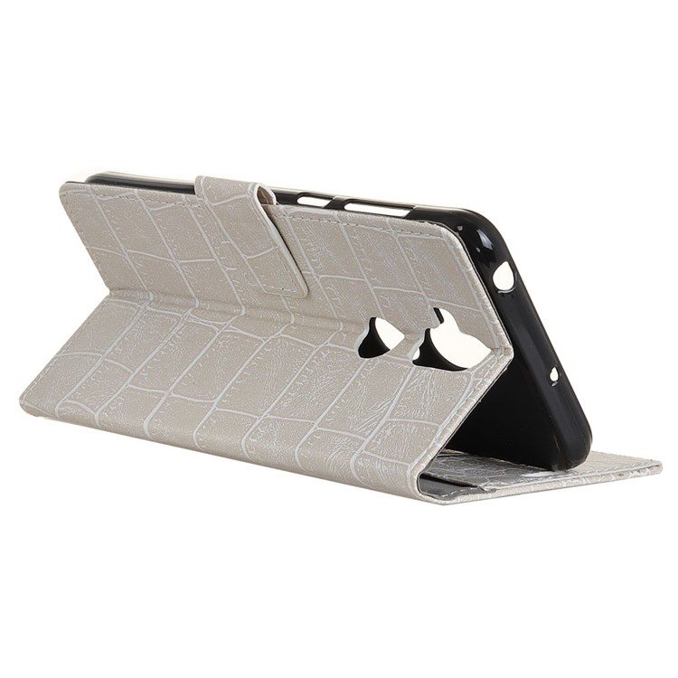 Crocodile Texture Vintage Leather Wallet Cover for Asus Zenfone 5 Lite ZC600KL - White-4