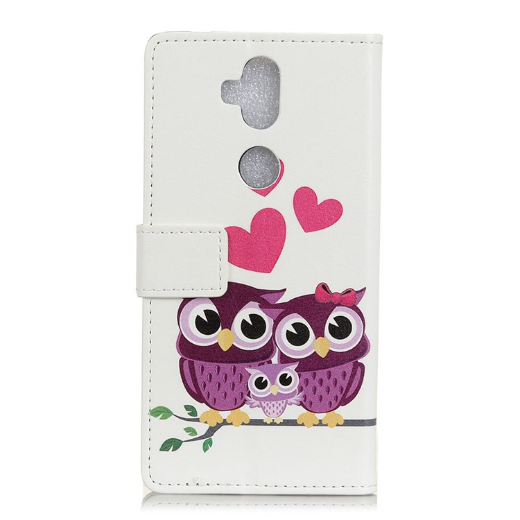 Pattern Printing Stand Leather Wallet Cell Phone Case for Asus Zenfone 5 Lite ZC600KL - Sweet Owl Family-3