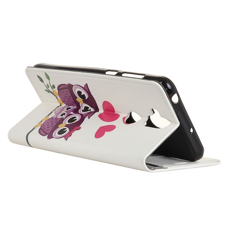 Pattern Printing Stand Leather Wallet Cell Phone Case for Asus Zenfone 5 Lite ZC600KL - Sweet Owl Family-4