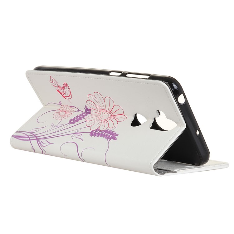 Pattern Printing Stand Leather Wallet Protection Cover Case for Asus Zenfone 5 Lite ZC600KL - Butterfly and Flower-3