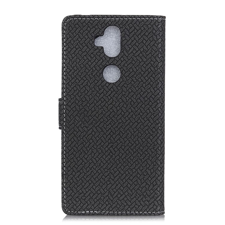 Woven Pattern Leather Wallet Case for Asus Zenfone 5 Lite ZC600KL - Black-3