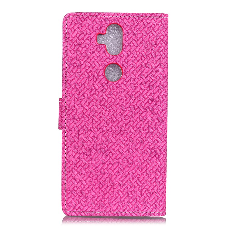 Woven Pattern Wallet Leather Stand Case for Asus Zenfone 5 Lite ZC600KL - Rose-2