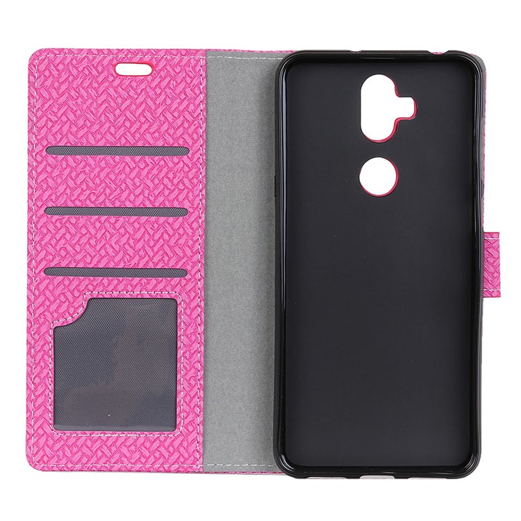 Woven Pattern Wallet Leather Stand Case for Asus Zenfone 5 Lite ZC600KL - Rose-3