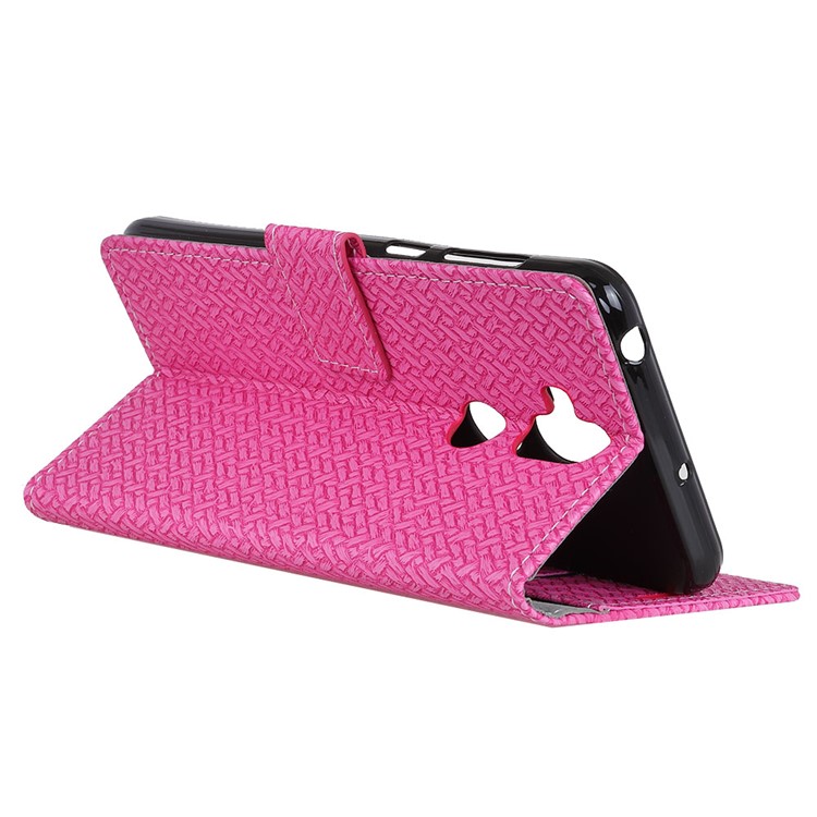Woven Pattern Wallet Leather Stand Case for Asus Zenfone 5 Lite ZC600KL - Rose-4